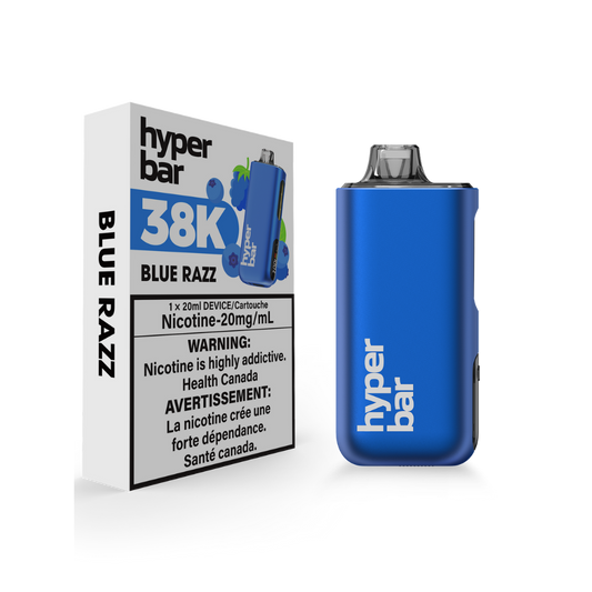 Hyper Bar 38K Puffs Blue Razz Rechargeable Disposable  20Mg