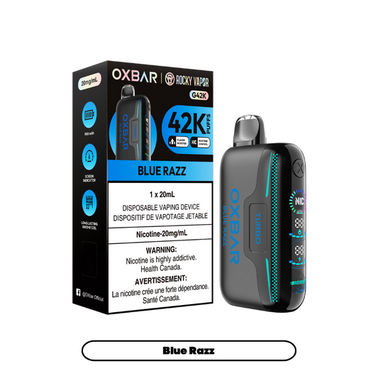 Oxbar Rocky Vapor G42k Blue Razz 42K Puffs Adjustable Nicotine Rechargeable Disposable Vape 20Mg