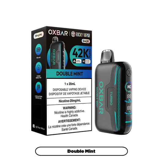 Oxbar Rocky Vapor G42k Double Mint 42K Puffs Adjustable Nicotine Rechargeable Disposable Vape 20Mg