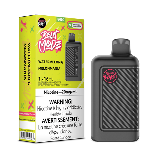 Flavour Beast 8k Beast Mode Watermelon G Rechargeable Disposable Vape 20Mg