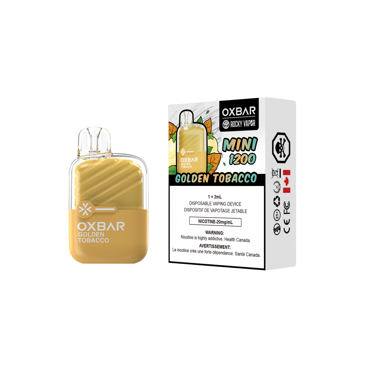 Oxbar Rocky Vapor Mini 1200 - Golden Tobacco