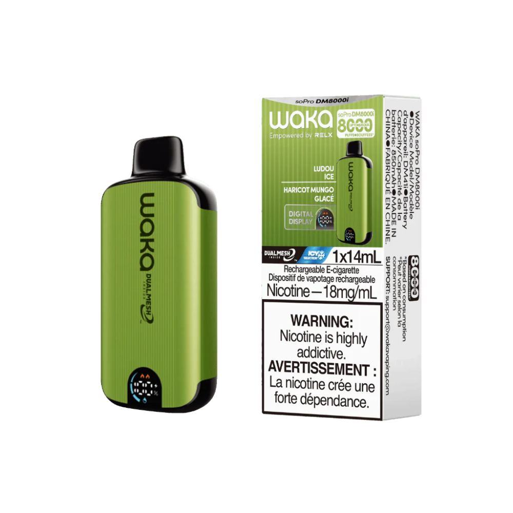 WAKA 8K Puffs Ludou Ice Adjustable Wattage Rechargeable Disposable Vape 18mg