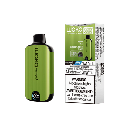 WAKA 8K Puffs Ludou Ice Adjustable Wattage Rechargeable Disposable Vape 18mg