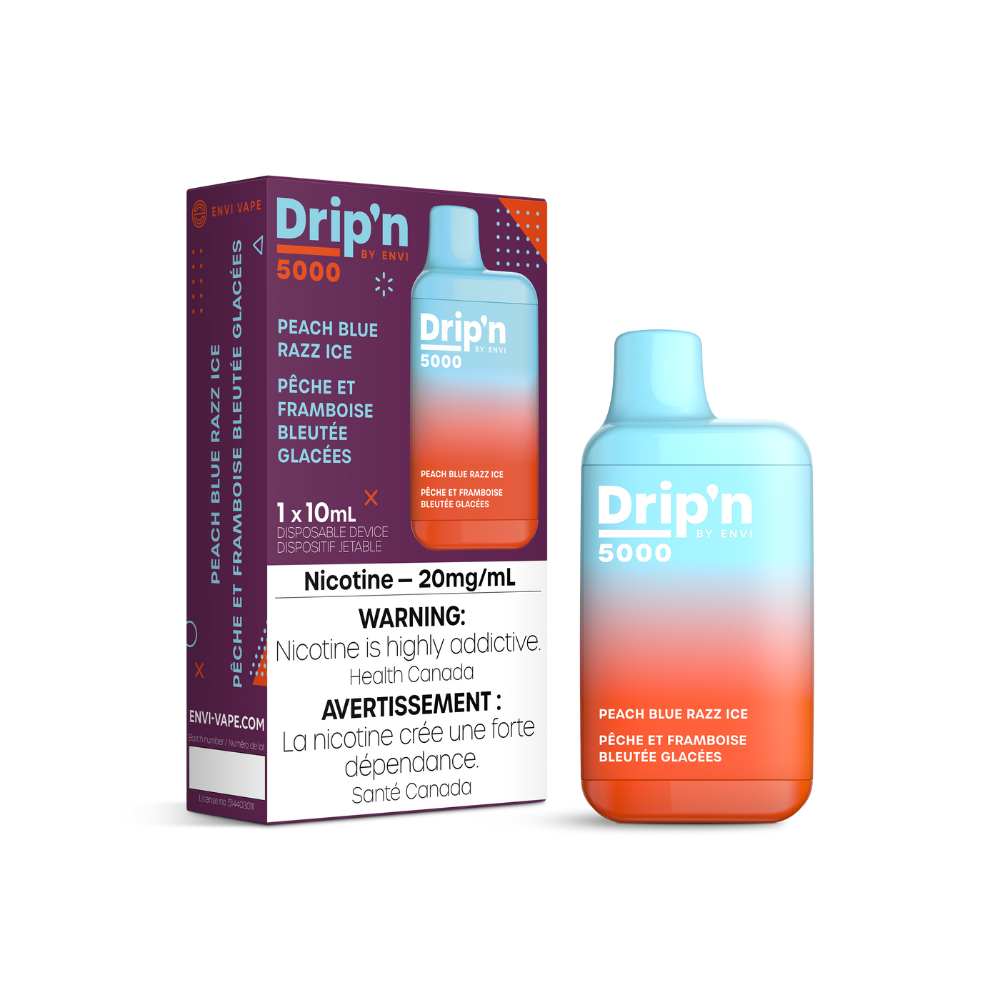 Dripin 5K Puffs Peach Blue Razz Ice Rechargeable Disposable Vape 20Mg ...