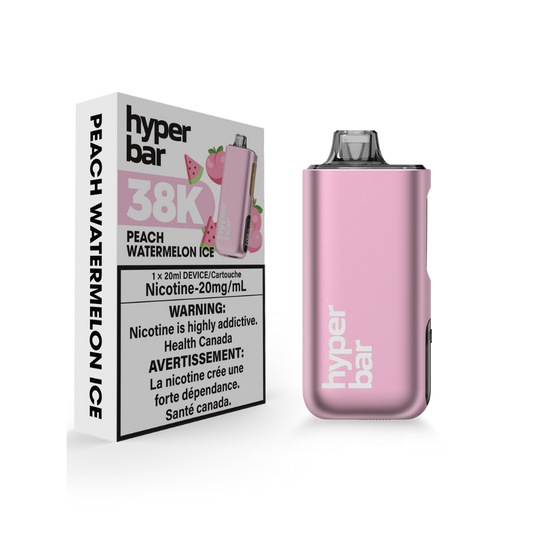 Hyper Bar 38K Puffs Peach Watermelon Ice Rechargeable Disposable  20Mg