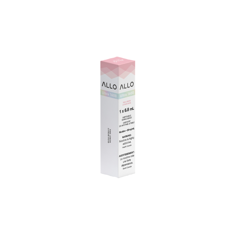 Allo Ultra 1600 Puffs Pink Lemon Rechargeable Disposable Vape 20Mg