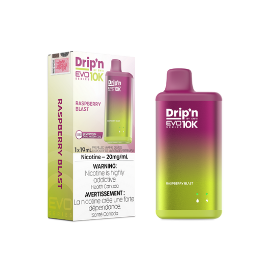 Dripin EVO 10K Puffs Raspberry Blast Rechargeable Disposable Vape 20Mg