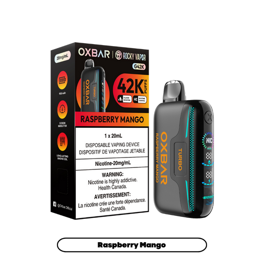 Oxbar Rocky Vapor G42k Raspberry Mango 42K Puffs Adjustable Nicotine Rechargeable Disposable Vape 20Mg