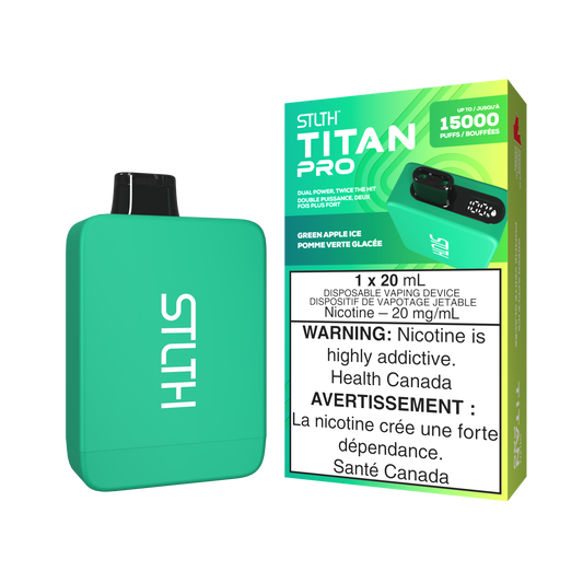 STLTH Titan 15K Puffs Green Apple Ice Rechargeable Disposable Vape 20Mg