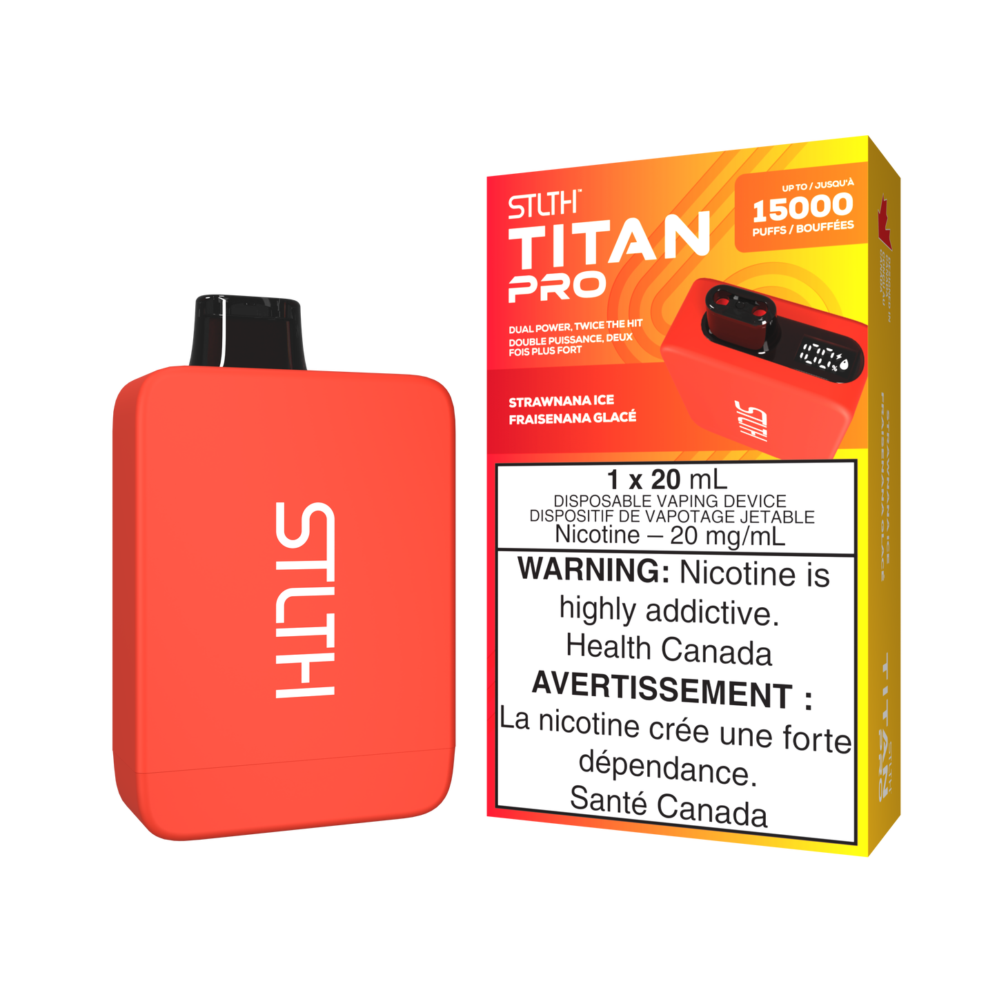 STLTH Titan 15K Puffs Strawnana Ice Rechargeable Disposable Vape 20Mg