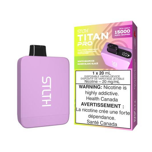 STLTH Titan 15K Puffs White Grape Ice Rechargeable Disposable Vape 20Mg