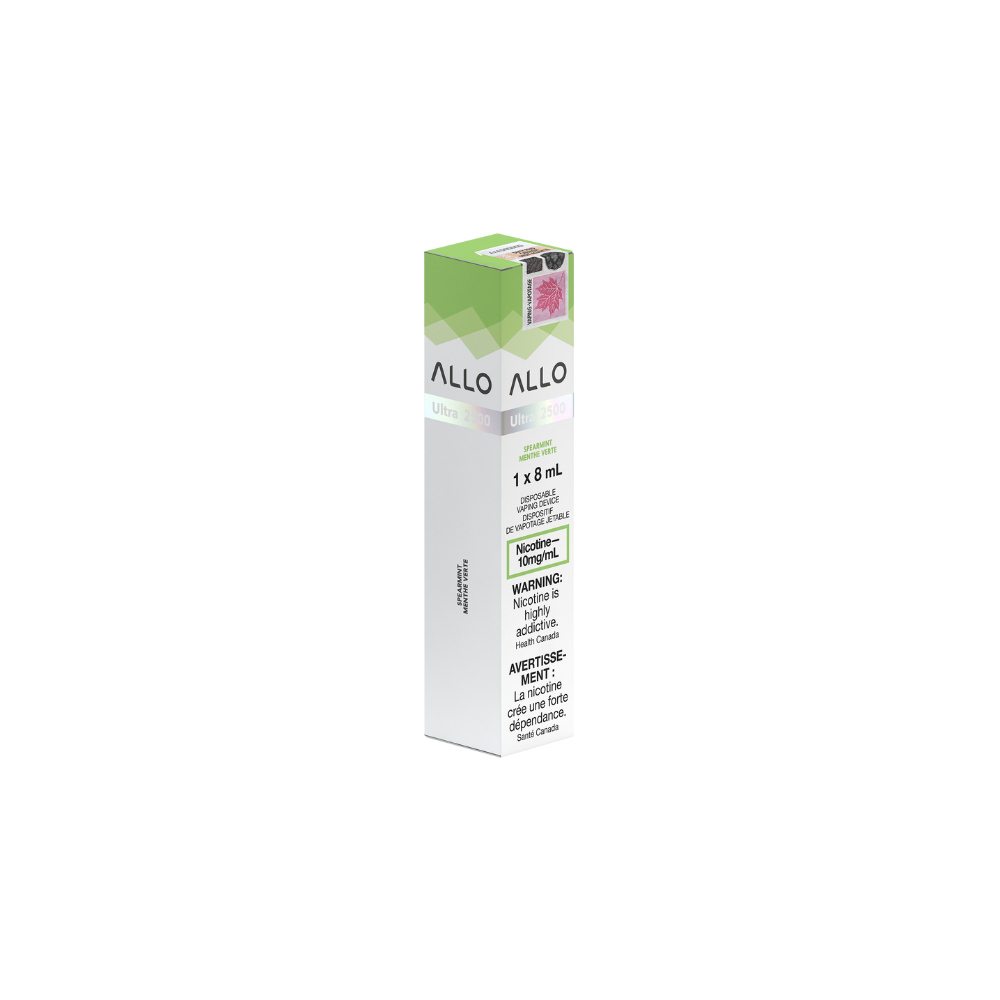 Allo Ultra 2500 Puffs Spearmint Rechargeable Disposable Vape 10Mg