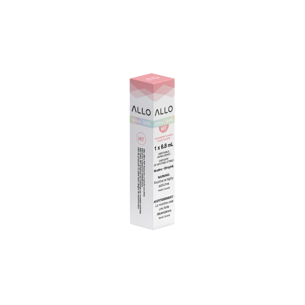 Allo Ultra 1600 Puffs Strawberry Banana Rechargeable Disposable Vape 20Mg