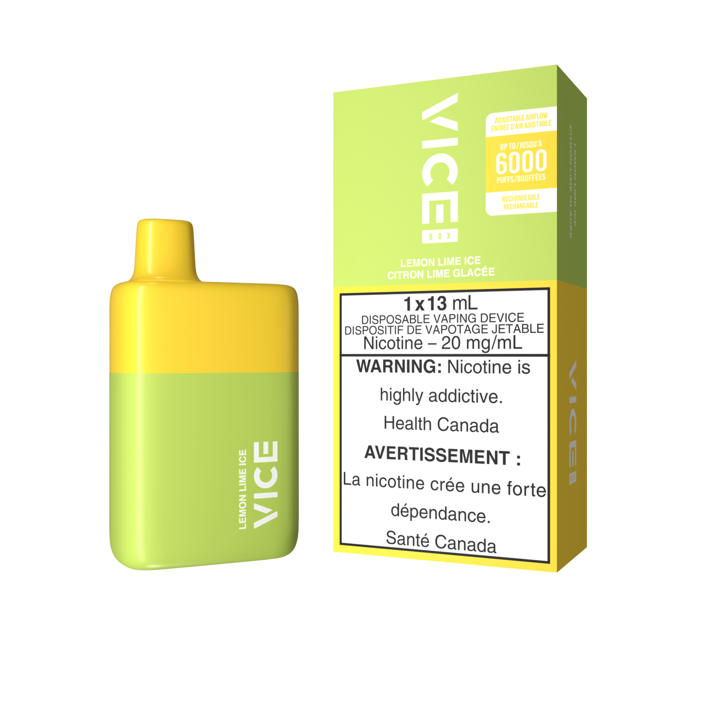 Vice Box 6000 Lemon Lime Ice Rechargeable Disposable Vape 20Mg