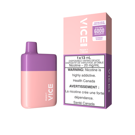 Vice Box 6000 Peach T Rechargeable Disposable Vape 20Mg