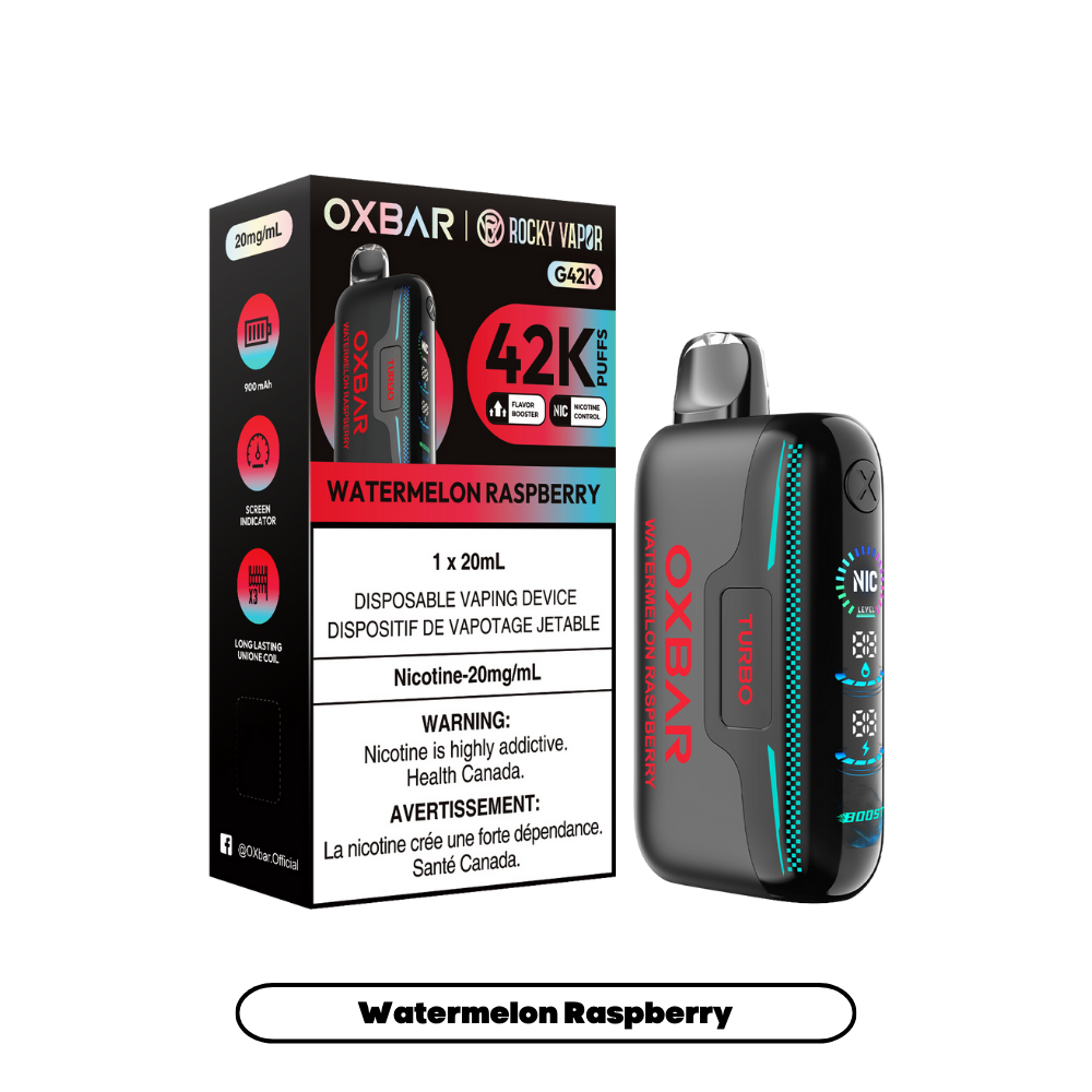 Oxbar Rocky Vapor G42k Watermelon Raspberry 42K Puffs Adjustable Nicotine Rechargeable Disposable Vape 20Mg