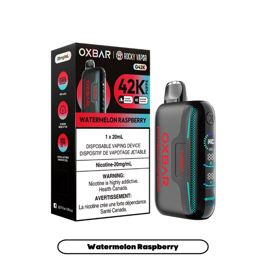 Oxbar Rocky Vapor G42k Watermelon Raspberry 42K Puffs Adjustable Nicotine Rechargeable Disposable Vape 20Mg