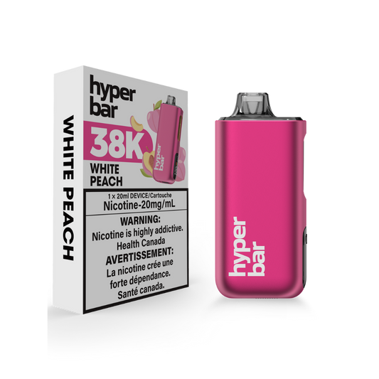 Hyper Bar 38K Puffs White Peach Rechargeable Disposable  20Mg