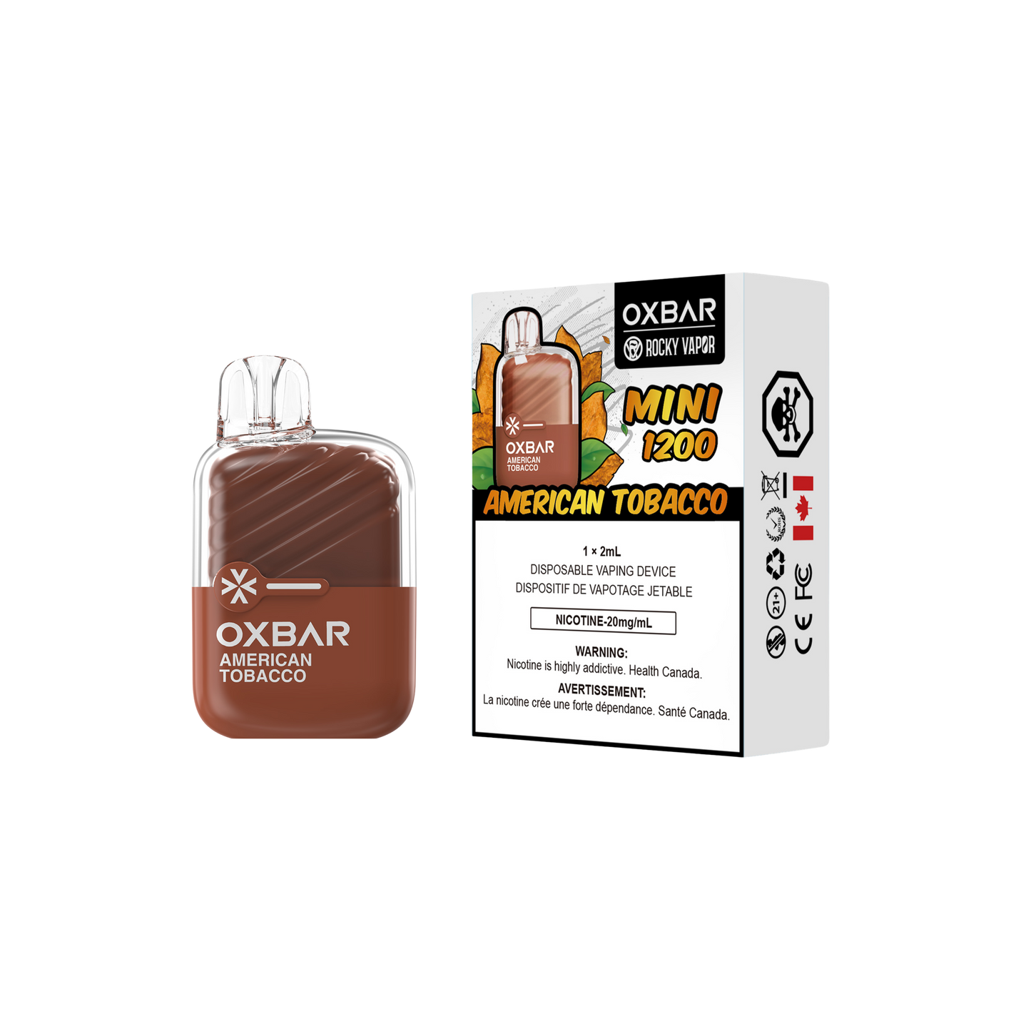 Oxbar Rocky Vapor Mini 1200 - American Tobacco