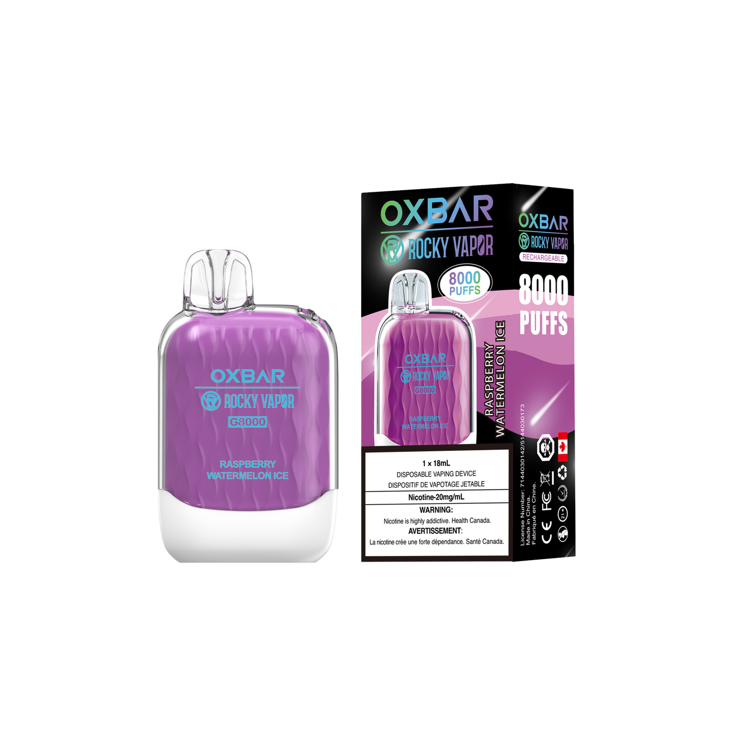 Oxbar Rocky Vapor G-8000 - Raspberry Watermelon Ice