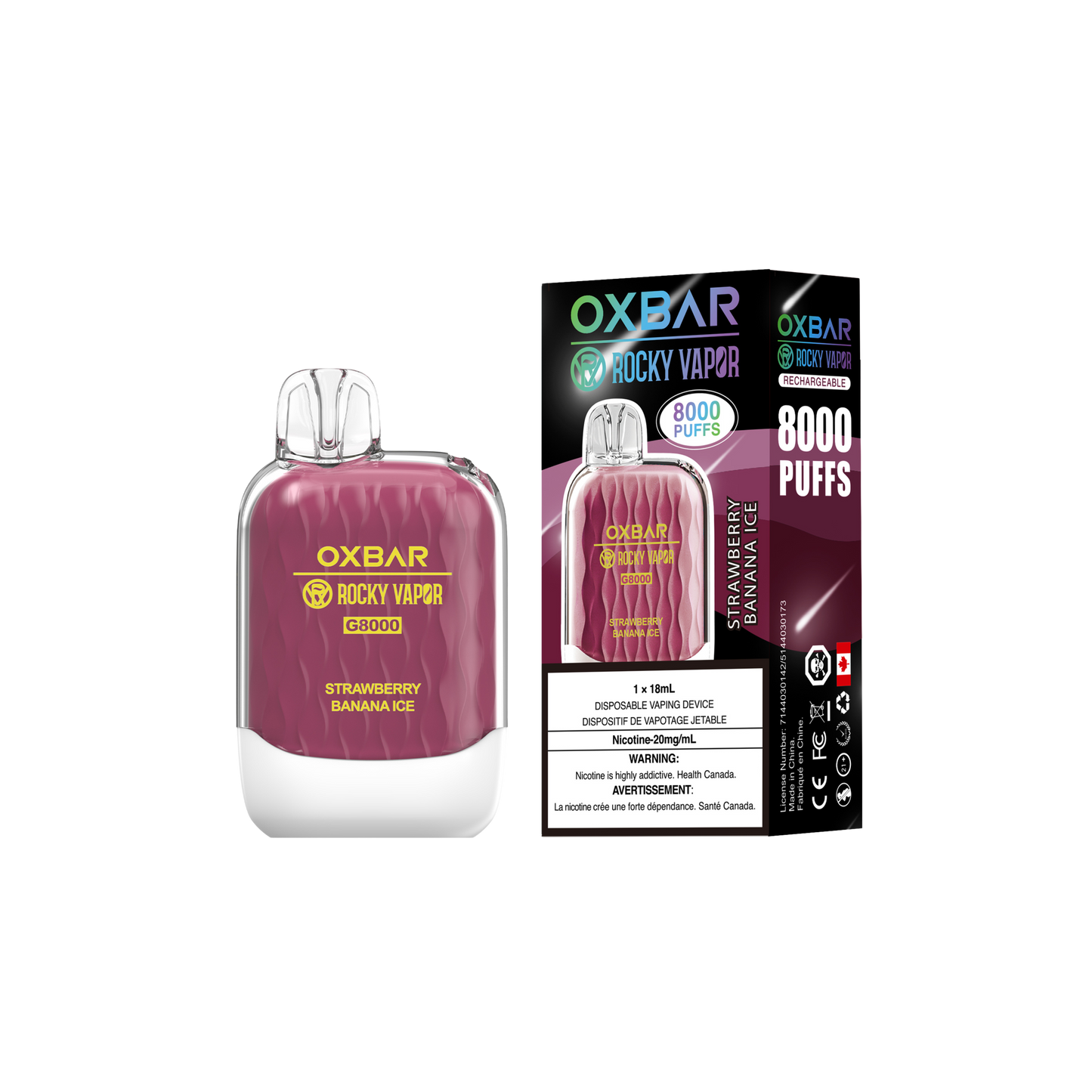 Oxbar Rocky Vapor G-8000 - Strawberry Banana Ice