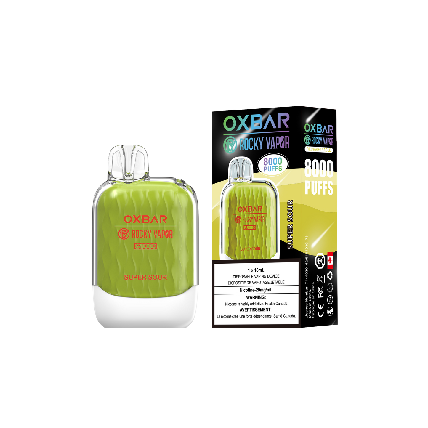 Oxbar Rocky Vapor G-8000 - Super Sour